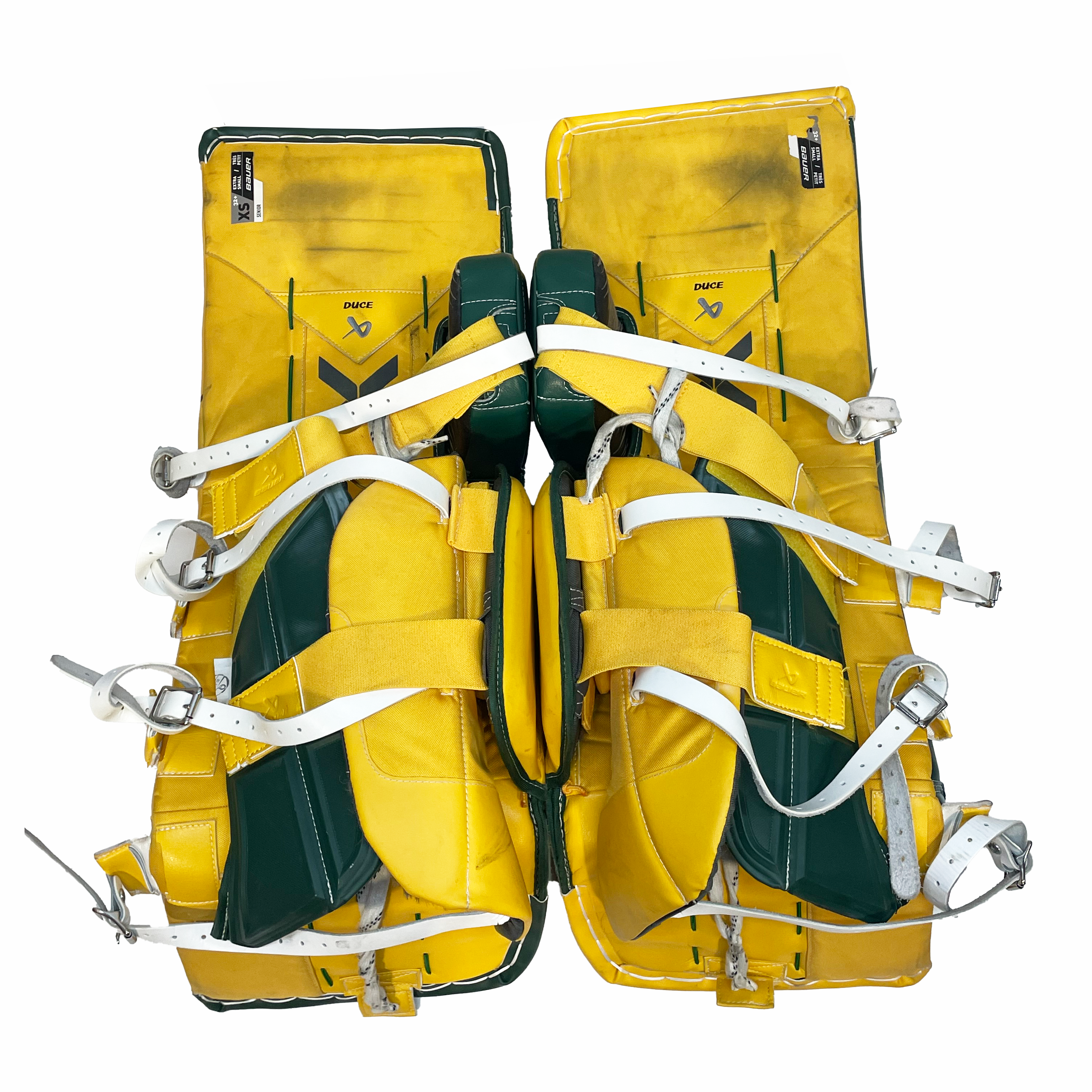 Bauer Vapor Hyperlite 2 - Jambières de gardien Pro d'occasion (vertes/jaunes)